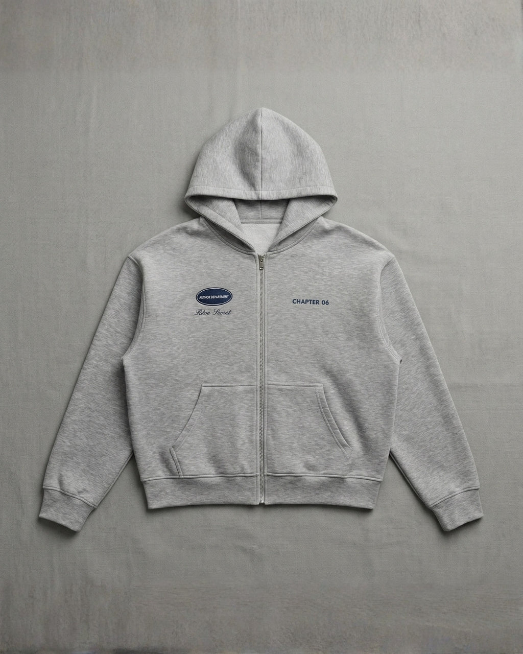 Zip-Up Boxy Hoodie | Grijs vest voor mannen